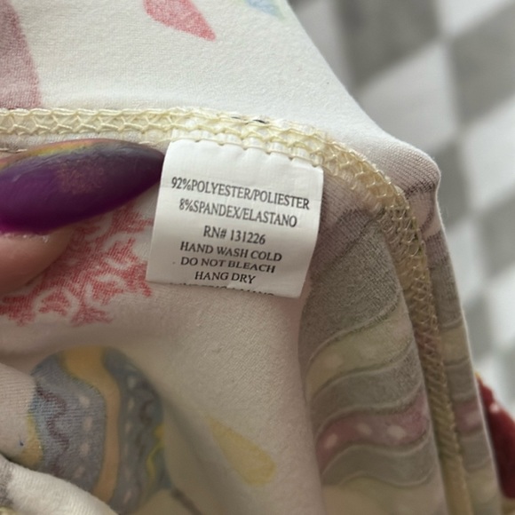 O/S retro print ornament, holiday leggings cream - Picture 4 of 5